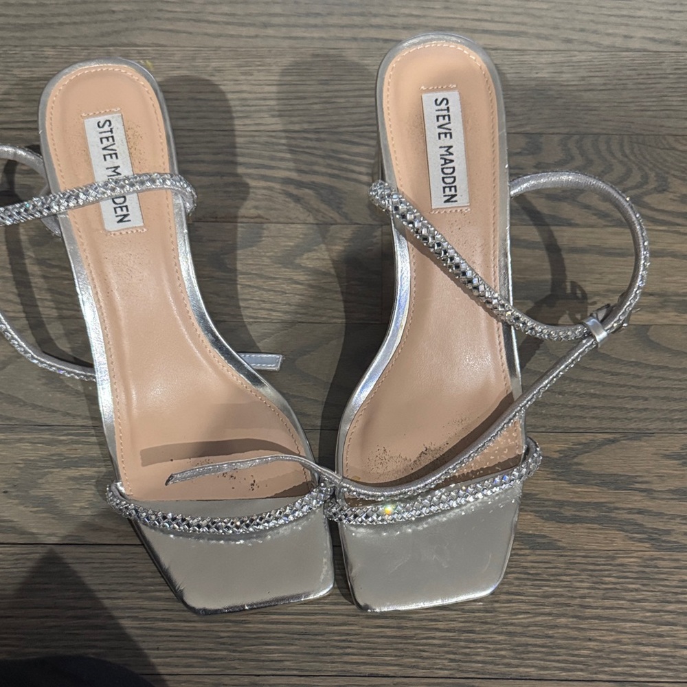 Steve Madden Silver Strappy Heels